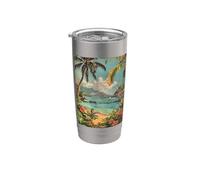 Viaje vintage a Hawái Beach Cove, estilo retro de los años 60 Vaso térmico de acero inoxidable de doble pared