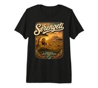 Viaje Vintage de Safari Africano por el Serengeti, Tanzania Camiseta Premium