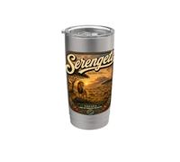 Viaje vintage de safari africano por el Serengeti, Tanzania Vaso térmico de acero inoxidable de doble pared