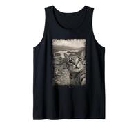 Viaje Vintage Divertido para Amantes de los Gatos en Lake District Camiseta sin Mangas
