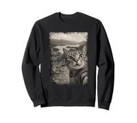 Viaje Vintage Divertido para Amantes de los Gatos en Lake District Sudadera