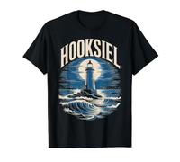 Viajes Alemania Playa Hooksiel Aventura Náu Camiseta gráfica económica, Hombre, Negro, S