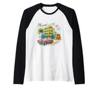Viajes Diarios clásicos en Miami Florida USA Camiseta Manga Raglan