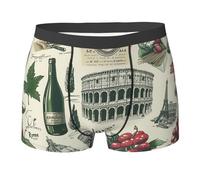 Viajes por Italia, Vinos Romanos, Arquitectura Vintage Hombre Bóxer Cómoda Calzoncillos Suave Boxer Shorts para Dormir Oficina Uso Diario XL