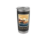 Viajes vintage a Sídney, Australia, Harbour Bridge, Opera House Vaso térmico de acero inoxidable de doble pared