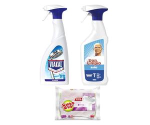 Viakal, Don Limpio, Scotch Brite - Pack Limpia Baños: Viakal Antical Pistola 700 ml, Don Limpio Baño Pistola 469 ml, Scotch Brite Esponja XXL Bath - Eficaz contra la Suciedad
