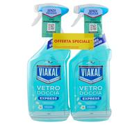 Viakal Ducha Express con flores blancas para primavera, 1440 ml, sin enjuague, limpieza brillante en una sola pasada, 2 unidades