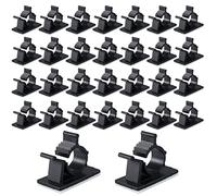 Viaky 30 Clips de Cable Negros Autoadhesivos - Organizadores Ajustables para Coche, Hogar, Oficina y Debajo del Escritorio