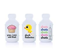 VIAL SAFE Dia-Badass Collection - Funda protectora para botella de insulina para diabetes, reutilizable, funda protectora de silicona flexible, paquete de 3 (corto)