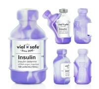 VIAL SAFE Funda protectora de botella de insulina para diabetes, nunca arriesgas a romper tu vial de insulina, se adapta a todas las marcas de 10 ml, funda protectora de silicona flexible, reutilizable, paquete de 2 (corto), color morado