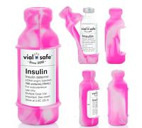 VIAL SAFE Funda protectora de botella de insulina para diabetes, nunca arriesgas a romper tu vial de insulina, reutilizable, duradera, funda protectora de silicona flexible, paquete de 2 unidades (tamaño alto), color rosa