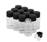 Viales de Vidrio de 10 ml con Tapones de Rosca y Tapas Interiores de plástico, Vial de Muestra de Líquido Transparente Pequeño, Vial a Prueba de Fugas, 12 Unidades