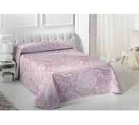 VIALMAN Colcha Bouti Ligero Sofia 29 con un Diseño de Cachemira para Cama de Matrimonio de 150 cm | Colcha Cachemir 150 | Colcha Paisley 250x270 cm, Color Rosa