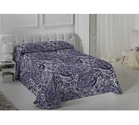 VIALMAN Colcha Bouti Ligero Sofia 29 con un Diseño de Cachemira para Cama de Matrimonio de 150 cm | Colcha Cachemir 150 | Colcha Paisley 250x270 cm, Color Azul Marino