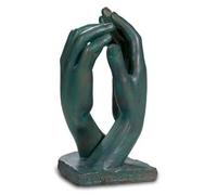 VIANAYA - Reproducción de la Obra de la Catedral de Rodin (Manos Unidas como para una oración) - Talla única 20 cm - Resina Verde Reflejo Bronce - Aspecto Bronce