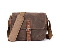 Vianber Bolso de la Cámara de SLR, Bolso de Lona Impermeable de Cera Caja de Vendimia con el Cojín de la Capa Intermediaria (Caqui)