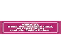 vianmo Cartel de chapa, 10 x 46 cm, texto en alemán "Glück ist wenn der Verstand tanzt rosa Deko Geschenk schild