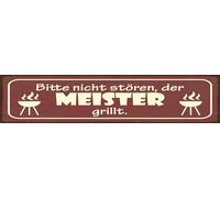 vianmo Cartel de chapa de 10 x 46 cm con texto en alemán "Bitte nicht stören, der Meister grillt Deko Geschenk Schild