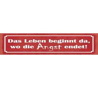 vianmo Cartel de chapa de 10 x 46 cm con texto en alemán "Das Leben beginnt da wo die Angst End"