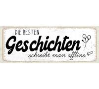 vianmo Cartel de hojalata 10x27 cm Die besten Geschichten schreibt man offline Deco Regalo Letrero