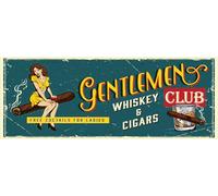 vianmo Cartel de hojalata 10x27 cm Gentlemen whiskey and cigars club Deco Regalo Letrero
