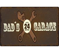 vianmo Cartel de hojalata 12x18 cm Dad´s Garage open 24 hours braunes Deco Regalo Letrero