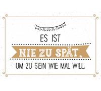 vianmo Cartel de hojalata 12x18 cm Nie zu spät um zu sein wie man will Deco Regalo Letrero