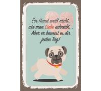 vianmo Cartel de hojalata 18x12 cm Hund weiß nicht wie man Liebe schreibt Deco Regalo Letrero