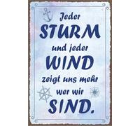 vianmo Cartel de hojalata 18x12 cm Jeder Sturm und jeder Wind zeigt uns wer wir sind Deco Regalo Letrero