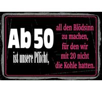 vianmo Cartel de hojalata 20x30 cm Ab 50 unsere Pflicht Blödsinn machen Deco Regalo Letrero