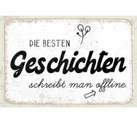 vianmo Cartel de hojalata 20x30 cm Die besten Geschichten schreibt man offline Deco Regalo Letrero