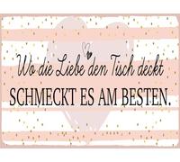 vianmo Cartel de hojalata 20x30 cm wo die Liebe den Tisch deckt Deco Regalo Letrero
