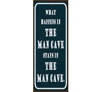 vianmo Cartel de hojalata 27x10 cm What happens in the Man Cave stays in Deco Regalo Letrero