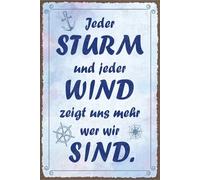 vianmo Cartel de hojalata 30x20 cm Jeder Sturm und jeder Wind zeigt uns wer wir sind Deco Regalo Letrero