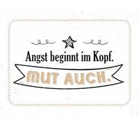 vianmo Cartel de hojalata 30x40 cm Angst beginnt im Kopf. Mut auch Deko Schild Deco Regalo Letrero