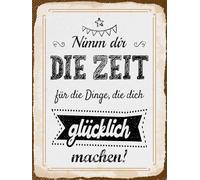 vianmo Cartel de hojalata 40x30 cm Nimm dir Zeit für Dinge, die dich glücklich machen Deco Regalo Letrero
