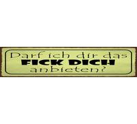 vianmo Cartel de madera 10 x 46 cm con texto en alemán "Darf ich dir das Fick dich anbieten Deko Geschenk Schild