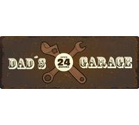vianmo Cartel de madera 10x27 cm Dad´s Garage open 24 hours braunes Deco Regalo Letrero