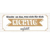 vianmo Cartel de madera 10x27 cm Glaube an das, was sich für dich richtig anfühlt Deco Regalo Letrero