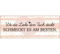 vianmo Cartel de madera 10x27 cm wo die Liebe den Tisch deckt Deco Regalo Letrero