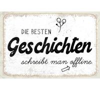 vianmo Cartel de madera 12x18 cm Die besten Geschichten schreibt man offline Deco Regalo Letrero