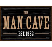 vianmo Cartel de madera 12x18 cm The man cave Est. 1982 Deco Regalo Letrero