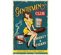 vianmo Cartel de madera 18x12 cm Gentlemen whiskey and cigars club Deco Regalo Letrero