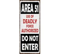 vianmo Cartel de madera 27x10 cm Area 51 use of deadly force autorized Deco Regalo Letrero