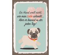 vianmo Cartel de madera 30x20 cm Hund weiß nicht wie man Liebe schreibt Deco Regalo Letrero