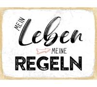 vianmo Cartel de madera 30x40 cm Mein Leben meine Regeln Deko Schild Deco Regalo Letrero