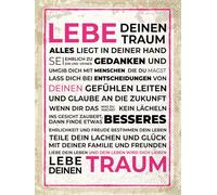 vianmo Cartel de madera 40 x 30 cm con texto en inglés "Lebe deinen Traum"
