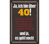 vianmo Cartel de madera 40x30 cm Ja, ich bin über 40 und ja, es geht noch Schild Deco Regalo Letrero