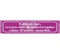 vianmo Cartel de madera de 10 x 46 cm, con texto en alemán "Glück ist wenn die Katastrophe eine Pause macht Deko Geschenk Schild