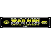 vianmo Cartel de madera de 10 x 46 cm, con texto en alemán "Will warnen dass ich heute ohne Aufsicht bin bin Deko Geschenk Schild